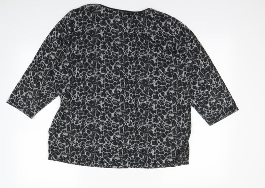 George Womens Black Animal Print Pullover Sweatshirt Size 16