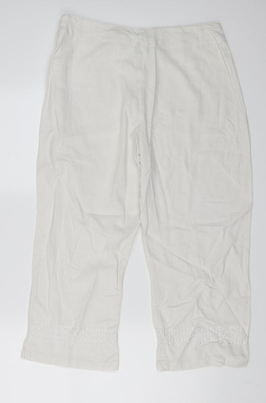Ellie Louis Womens White Trousers Size 12 L22 in