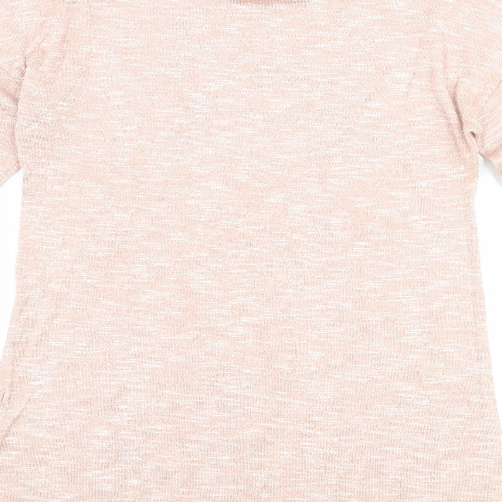 Brand and care label for Papaya women’s pink basic t-shirt, size UK 8, - slogan