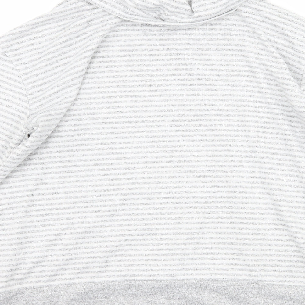 Brand and care label for Primark women’s grey striped pullover sweatshirt, size XS, - lounge wear