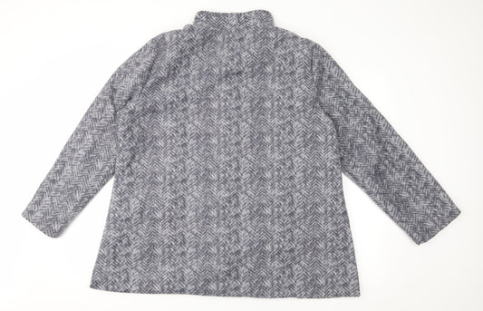 Anne De Lancay Womens Grey Herringbone Fleece Jacket Coat Size L