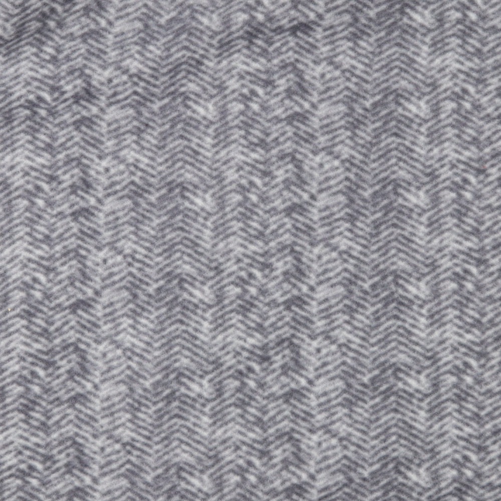Brand and care label for Anne De Lancay women’s grey herringbone fleece jacket coat, size L