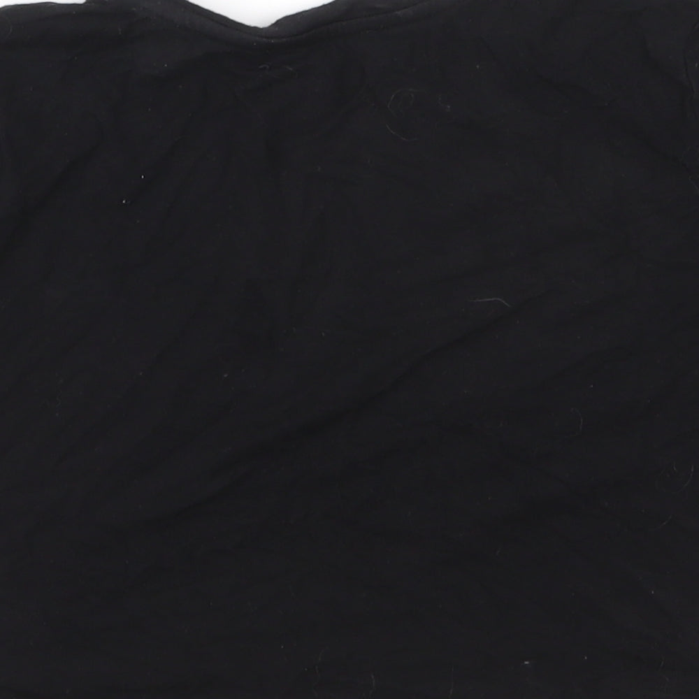 Brand and care label for New Look girls’ black jersey cropped t-shirt, size 9, years