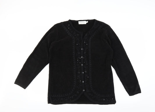 Reflect Collection Mens Black Cardigan Jumper Size S