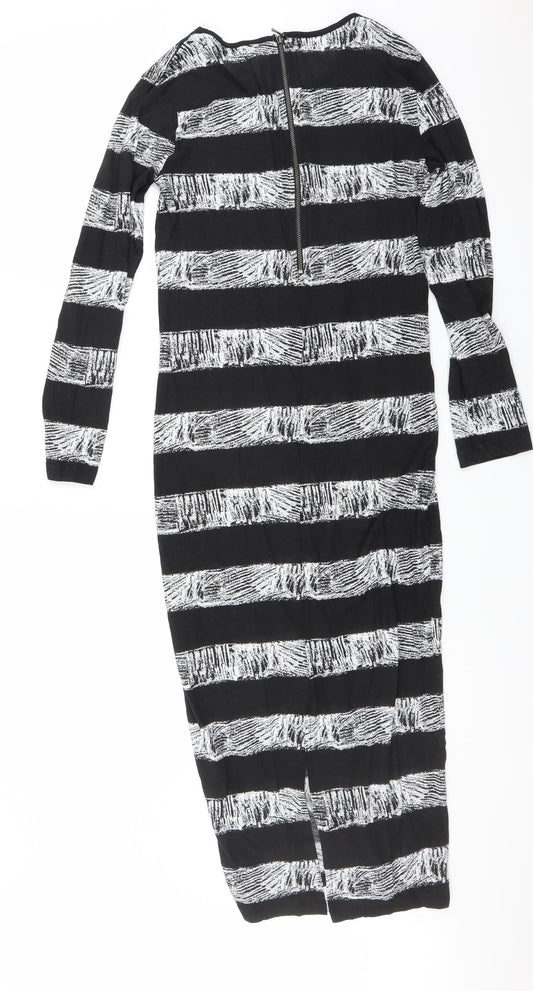 French Connection Womens Black Striped Bodycon Size 10
