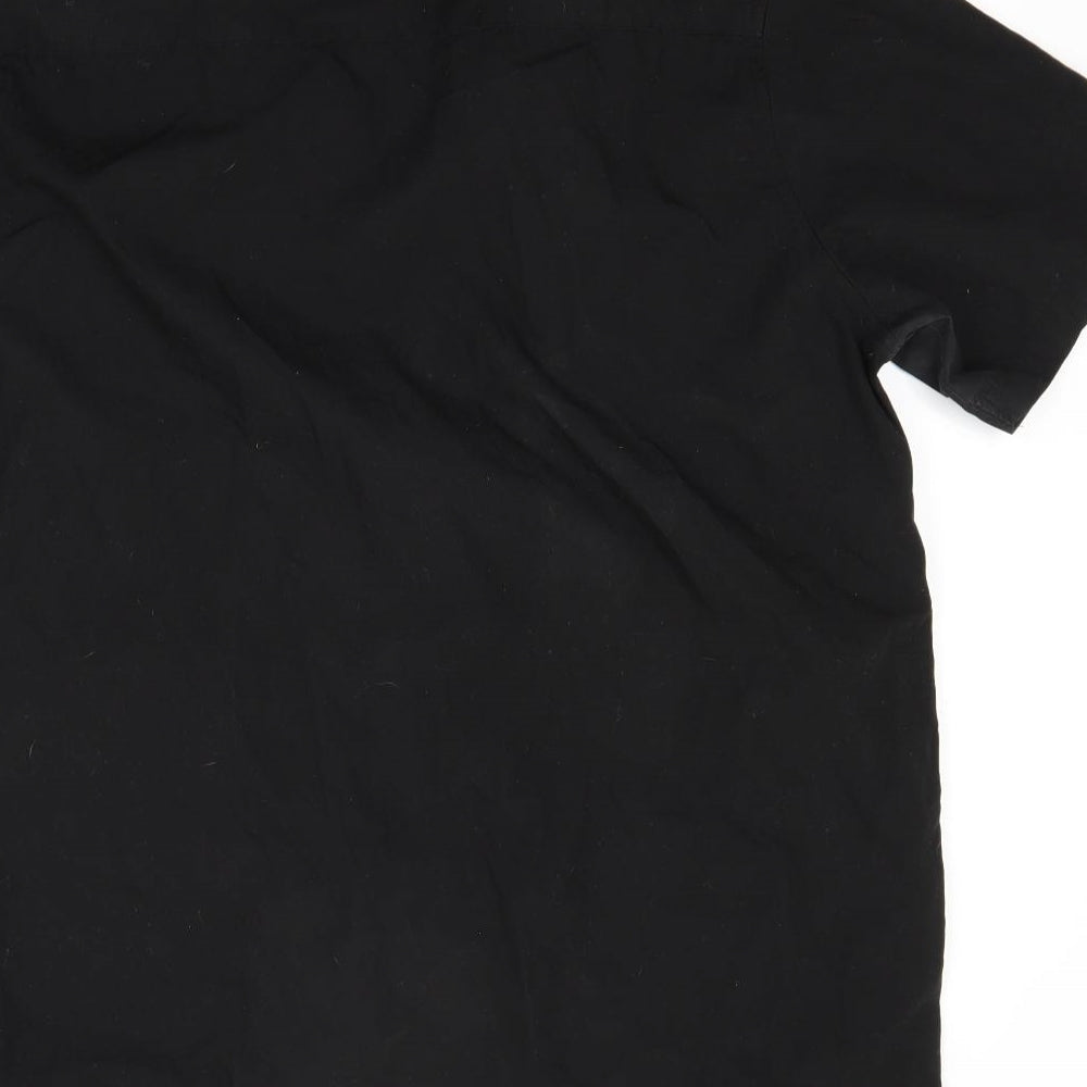 Brand and care label for Preworn men’s black dress shirt, size 15.5