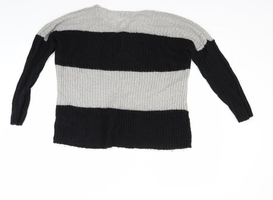 Brave Soul Womens Grey Striped Pullover Jumper Size 10