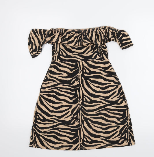 Misguided Womens Multicoloured Animal Print A-Line Size 6