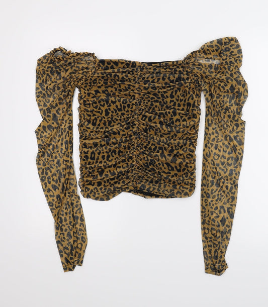 Misguided Womens Multicoloured Animal Print Basic Blouse Size 6