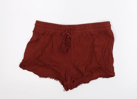 Additional front view of Atmosphere women’s red hot pants shorts, size UK 10