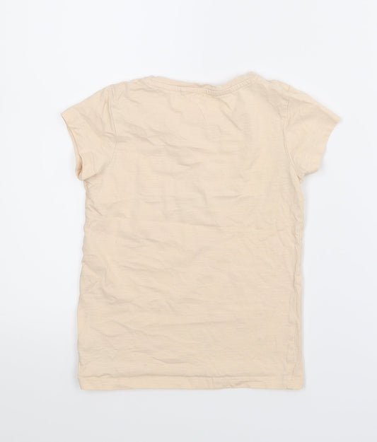 NEXT Girls Beige Basic T-Shirt Size 6 Years
