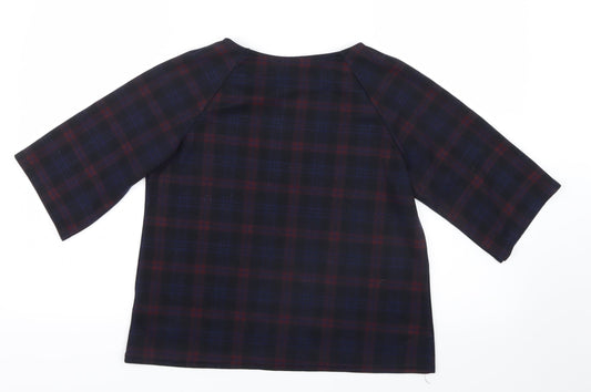 New Look Womens Blue Check Basic T-Shirt Size 10