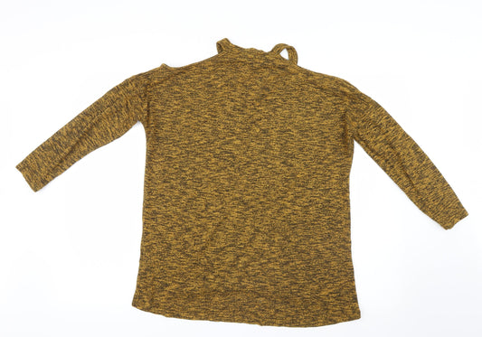 New Look Womens Yellow Knit Pullover Jumper Size S - Open Shoulders