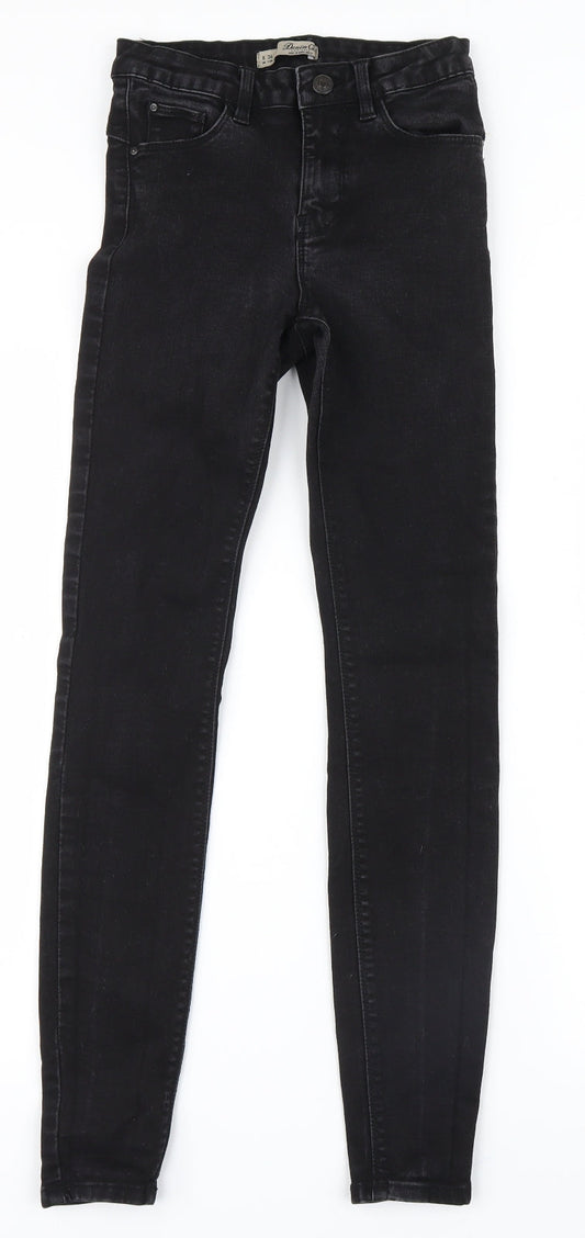 Additional front view of Denim Co. women’s black denim straight jeans, size UK 8, 28-inch leg