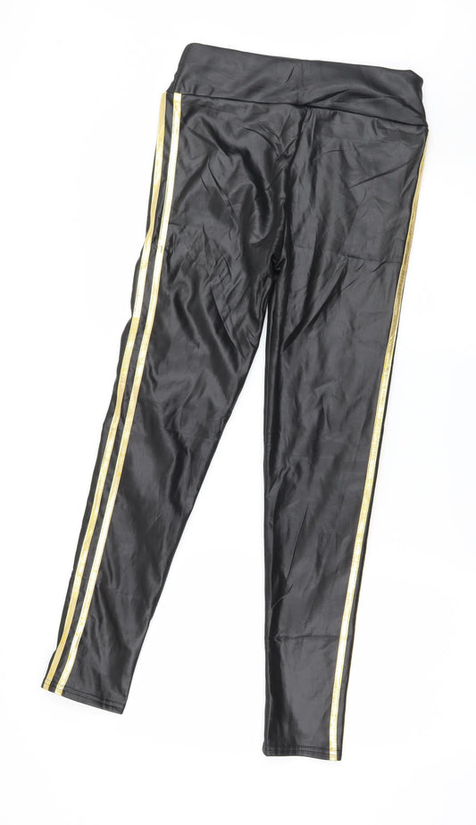 Preworn Womens Black Striped Capri Leggings Size 30 in L28 in