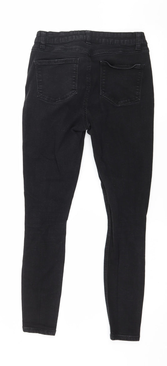 Back view of Denim & Co. women’s black denim skinny jeans, size UK 10, 27-inch leg