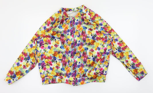 Preworn Womens Multicoloured Floral Full Zip Sweatshirt Size 14