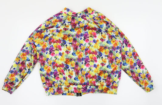 Preworn Womens Multicoloured Floral Full Zip Sweatshirt Size 14