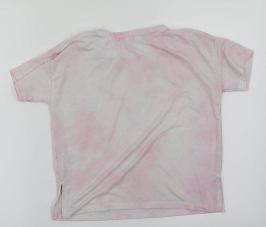 River Island Girls Pink Houndstooth Basic T-Shirt Size 7-8 Years