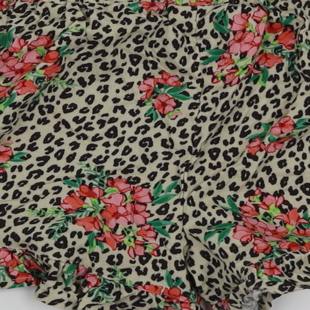 NEXT Girls Gold Animal Print Cut-Off Shorts Size 7 Years - Floral