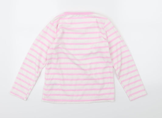 Primark Girls White Striped Fleece Top Pyjama Top Size 9-10 Years - Disney Tinkerbell