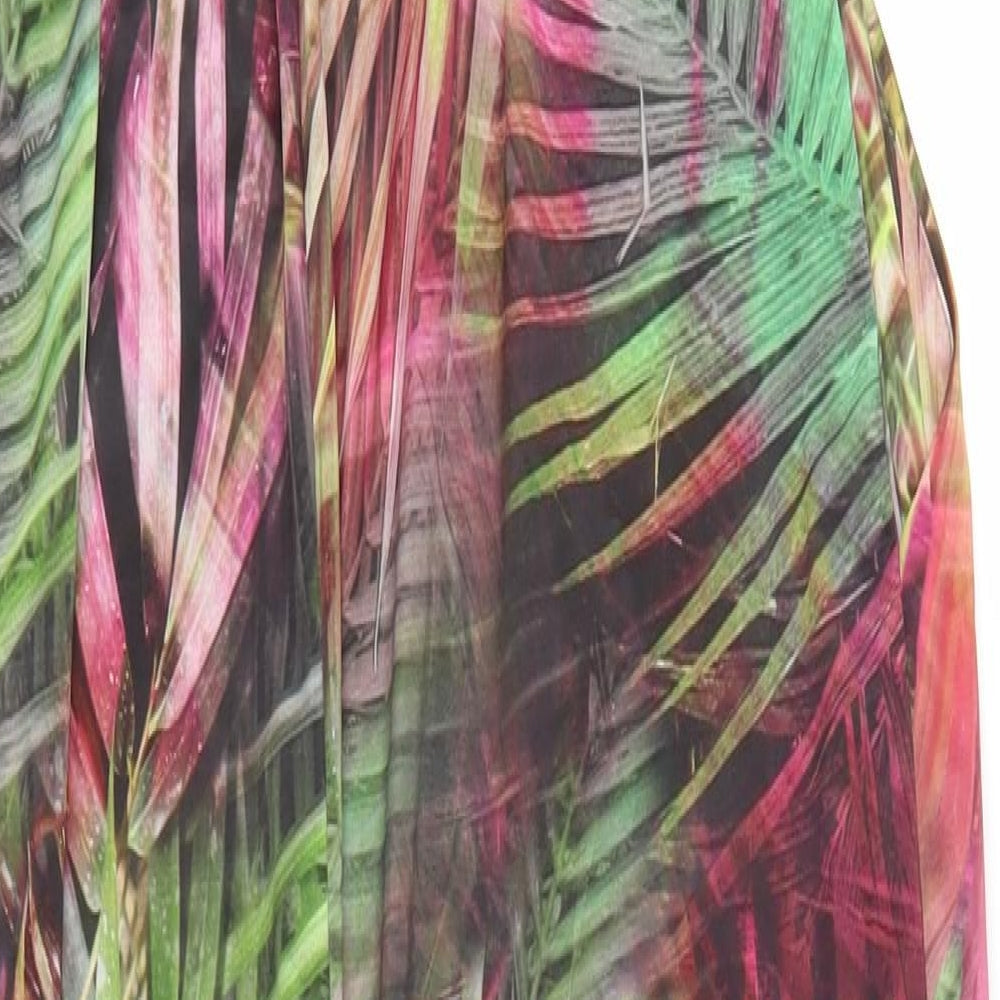 Love Label Womens Pink Flecked Jumpsuit One-Piece Size 8 L27 in - Green Palm Leaves