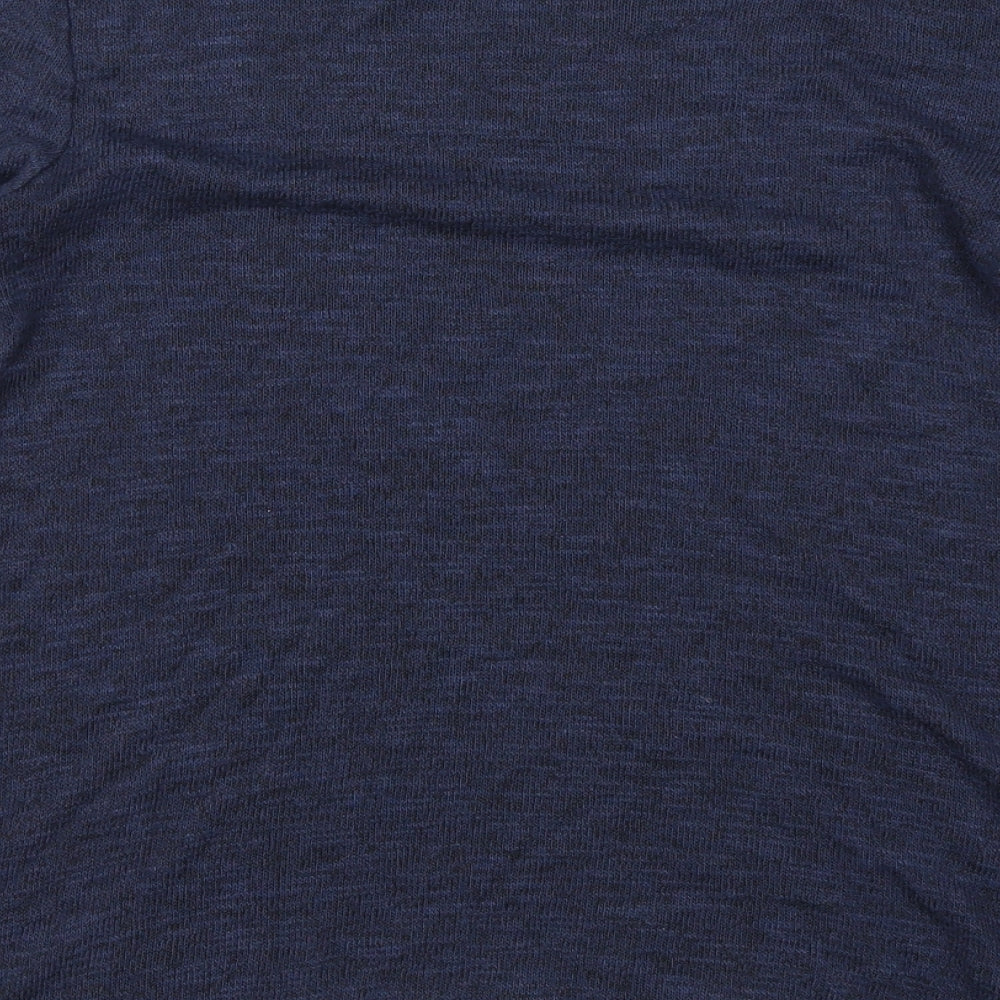 Brand and care label for New Look women’s blue basic t-shirt, size UK 10