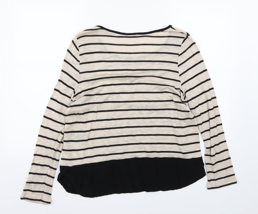 M&Co Womens Beige Striped Pullover Jumper Size 16