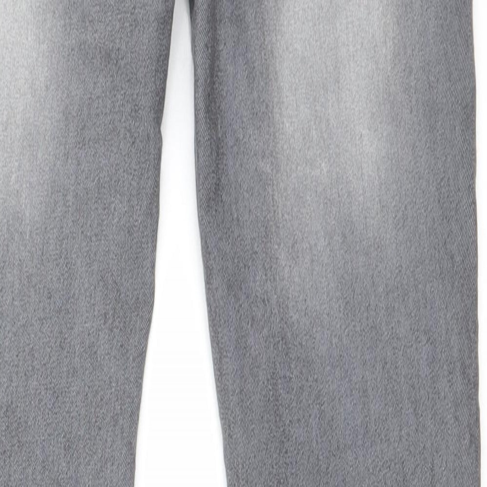 Brand and care label for women’s grey straight jeans, size UK 26, in, 25-inch leg