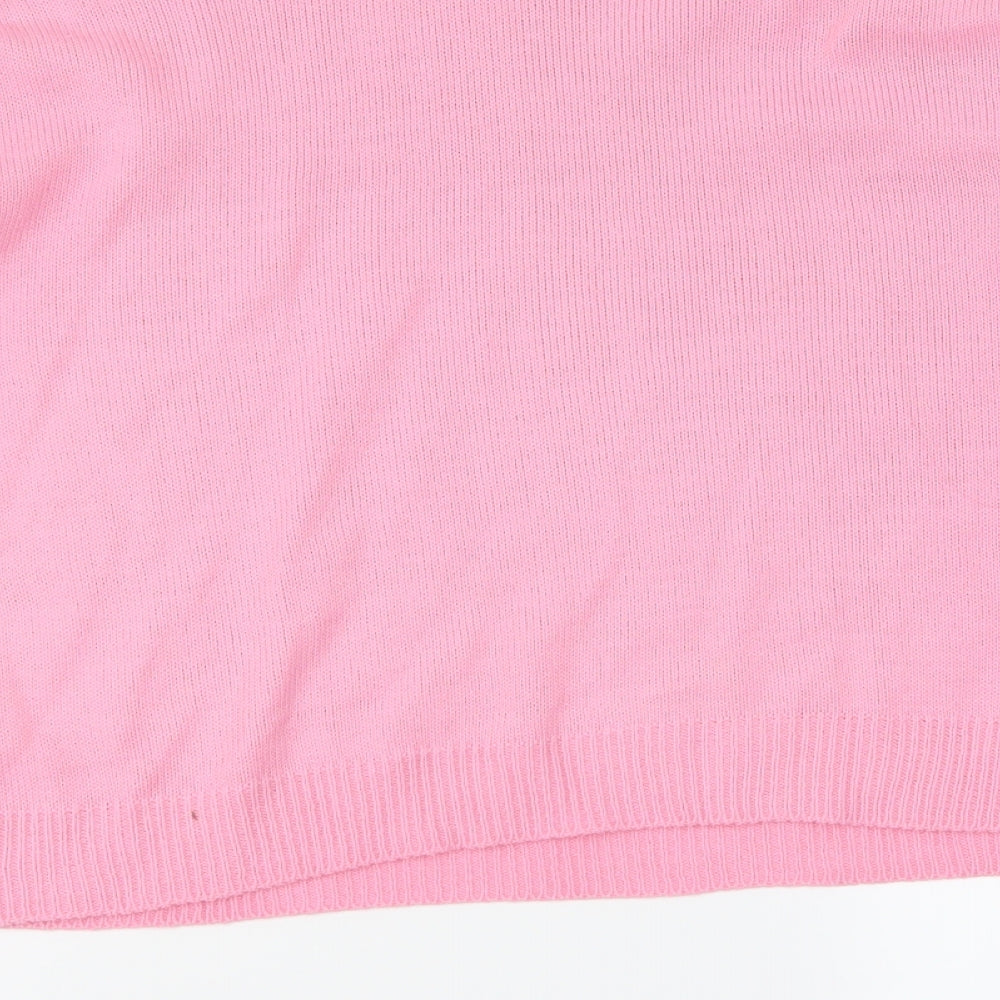 Brand and care label for I SAW IT FIRST women’s pink pullover sweatshirt, size UK 12