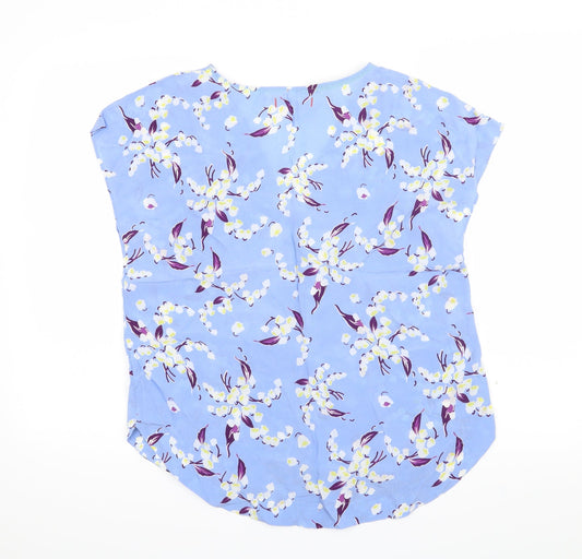 Per Una Womens Blue Floral Basic T-Shirt Size 10