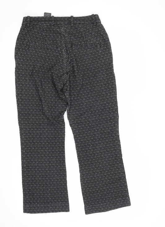 H&M Womens Black Argyle/Diamond Trousers Size 8 L25 in