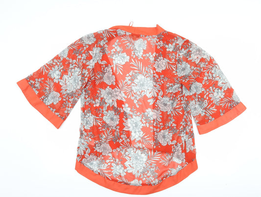 Papaya Womens Red Floral Cardigan Jumper Size 8