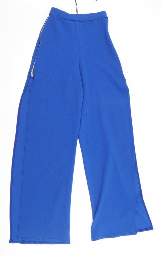 PRETTYLITTLETHING Womens Blue Trousers Size 6 L31 in