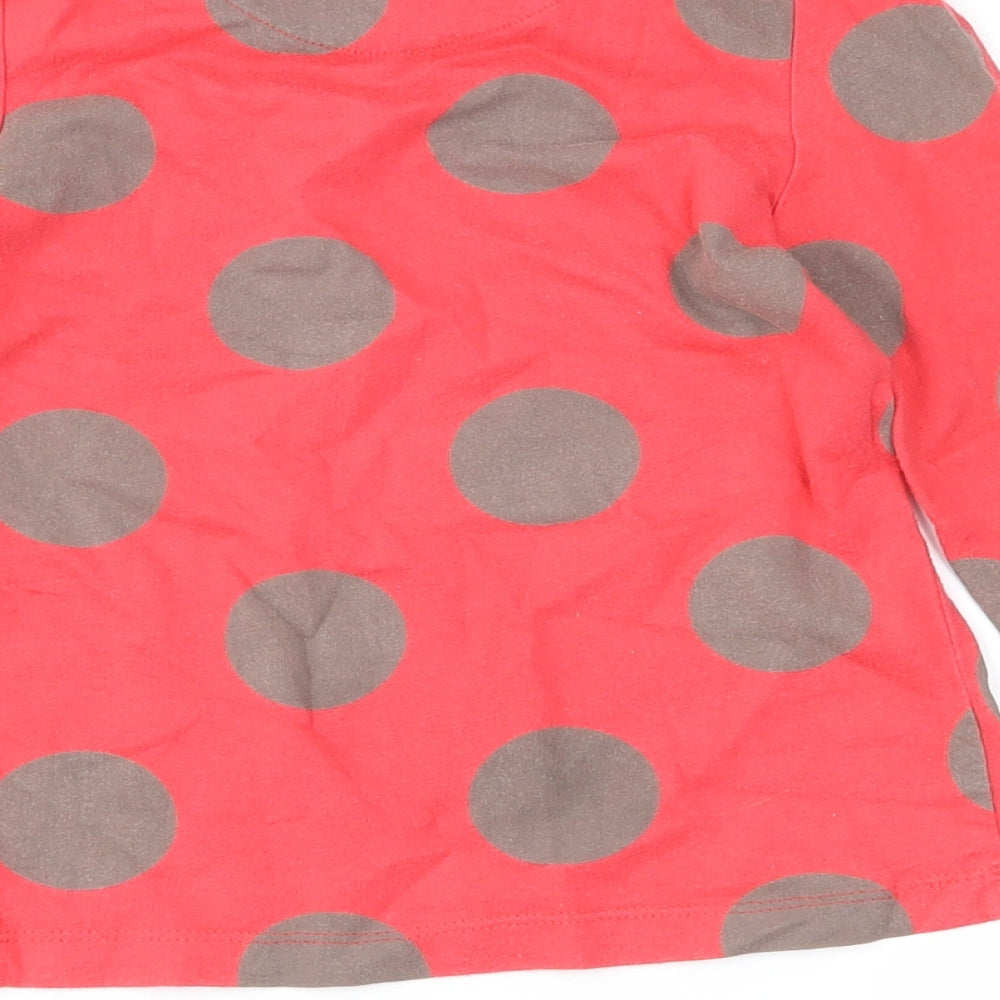 Preworn Girls Red Polka Dot Basic T-Shirt Size 4-5 Years