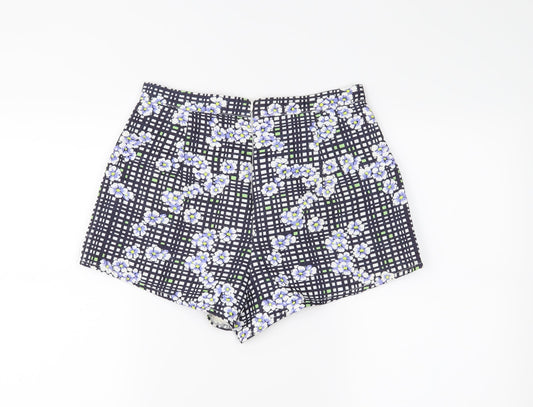 Missguided Womens Black Floral Hot Pants Shorts Size 10