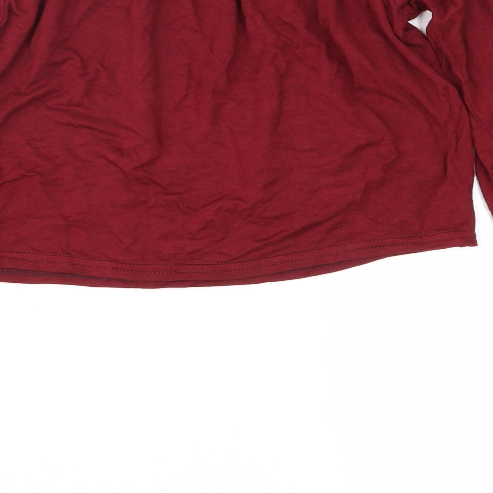 Brand and care label for Missguided women’s red cropped t-shirt, size S
