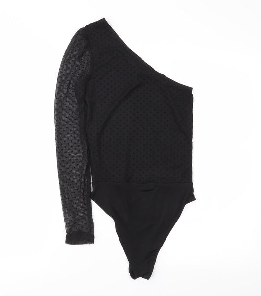 Miss Selfridge Womens Black Polka Dot Bodysuit One-Piece Size 6