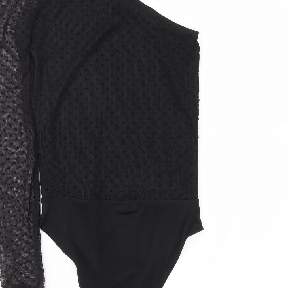 Miss Selfridge Womens Black Polka Dot Bodysuit One-Piece Size 6