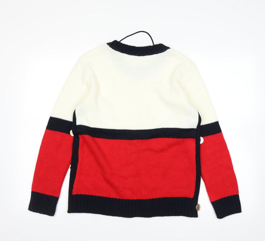 Damart Womens White Striped Pullover Jumper Size 10