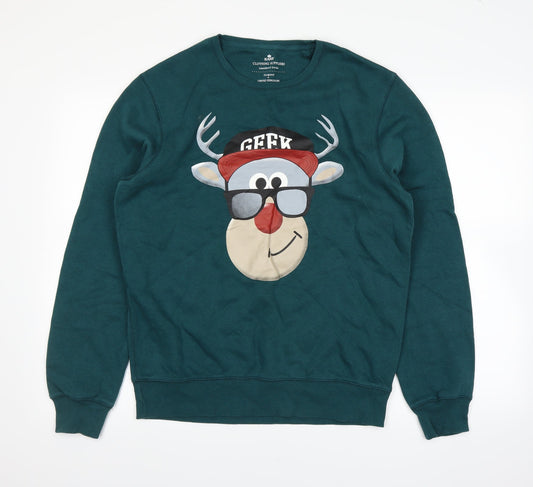 Easy Mens Green Pullover Jumper Size M