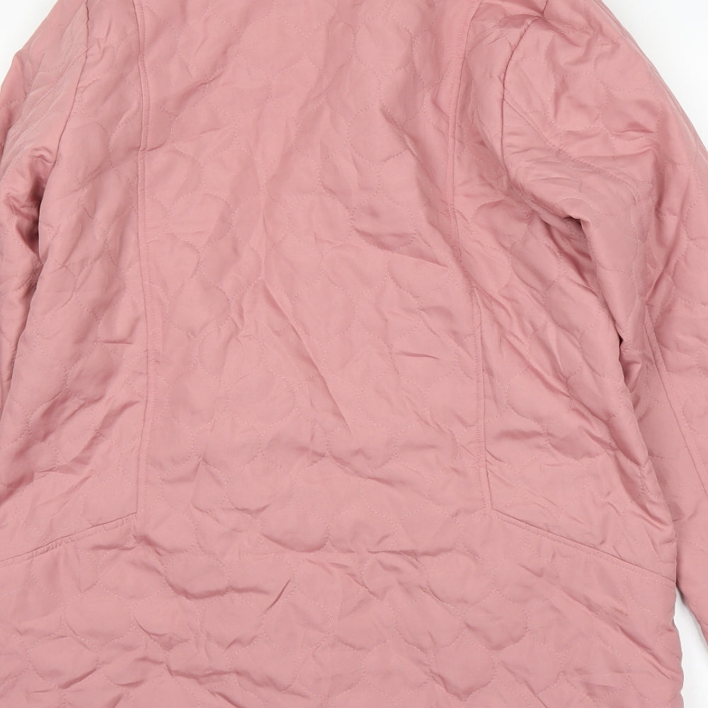 Brand and care label for Being Casual women’s pink overcoat coat, size UK 14