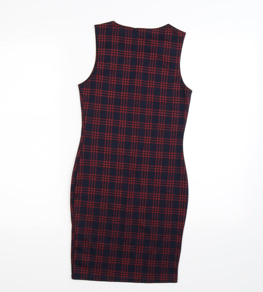 Boohoo Womens Blue Check Bodycon Size 4
