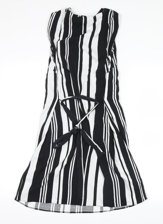 George Womens White Striped Tank Dress Size 8