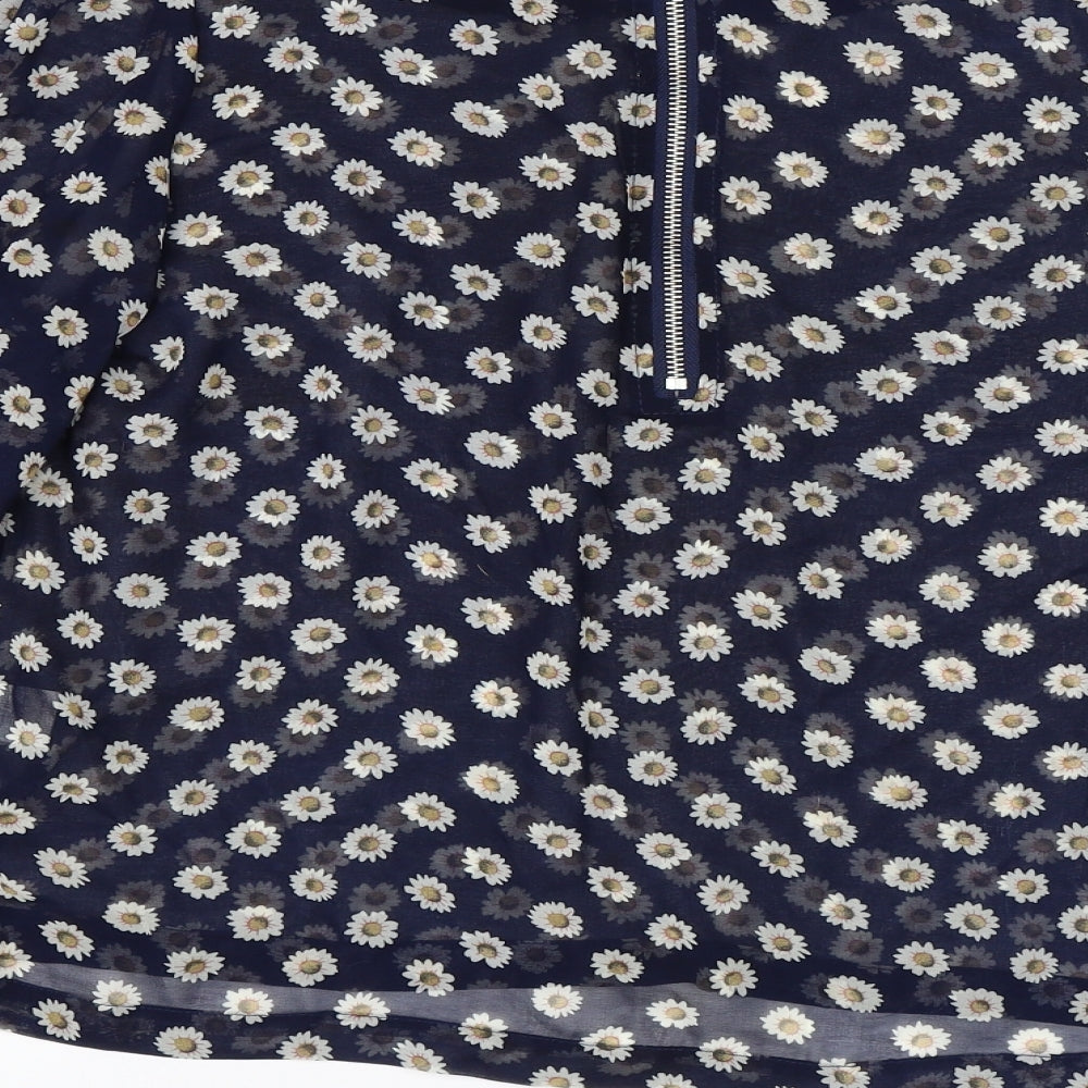 Glamorous Womens Blue Floral Basic Blouse Size 14