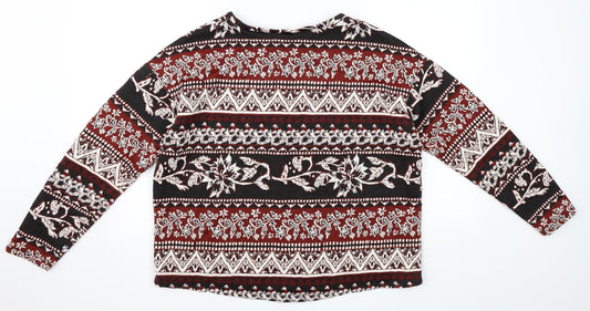 H&M Womens Red Paisley Pullover Jumper Size M