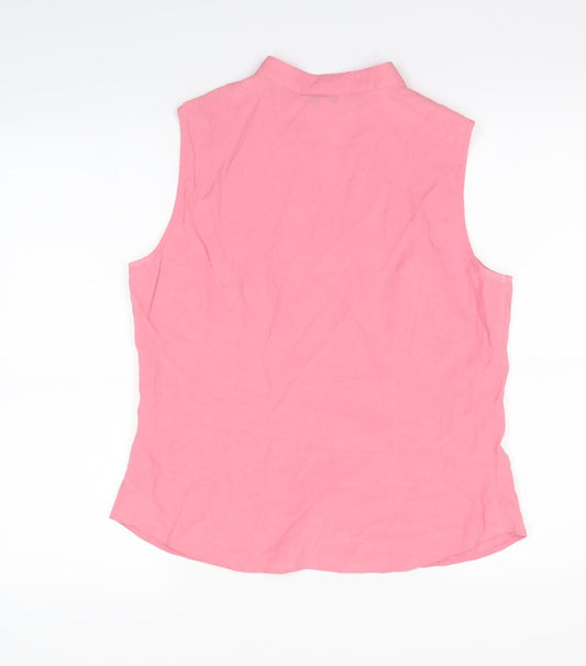 M&Co Womens Pink Basic Button-Up Size 14