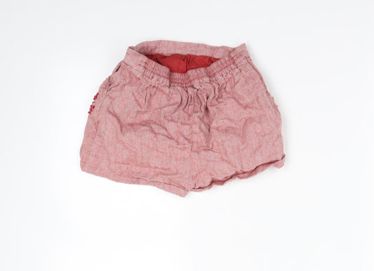 Next Girls Red Herringbone Mom Shorts Size 5 Years