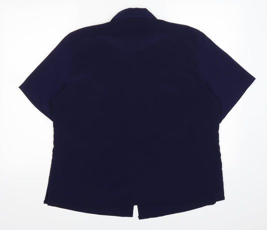 BM Womens Blue Basic Button-Up Size 18