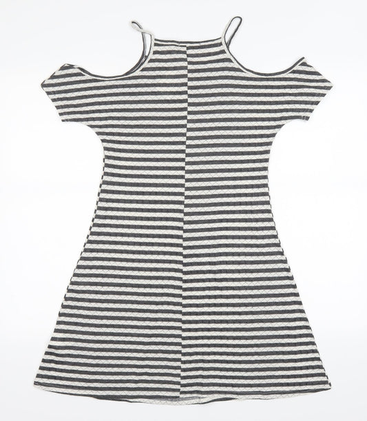 miss pretty world Womens Grey Striped A-Line Size 8